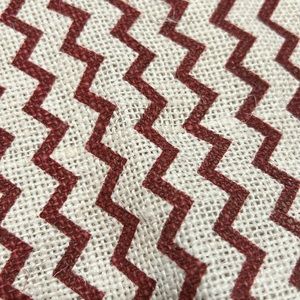 EUC Pottery Barn inspired Natural Fabric Zig Zag red stripes 70” Table Runner